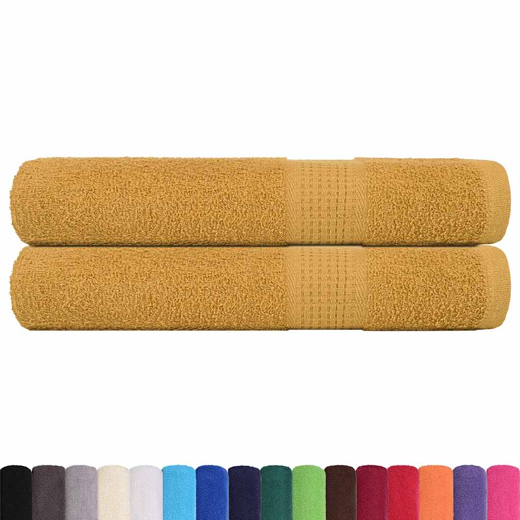 vidaXL Toallas de sauna 2 uds 100% algodón oro 80x200 cm 360 gsm