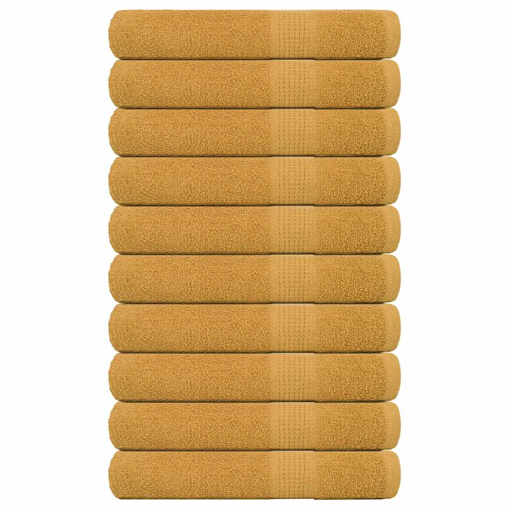 vidaXL Toallas 10 uds oro 100x200 cm 360 gsm 100% algodón