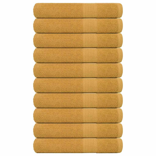 vidaXL Toallas 10 uds oro 100x200 cm 360 gsm 100% algodón