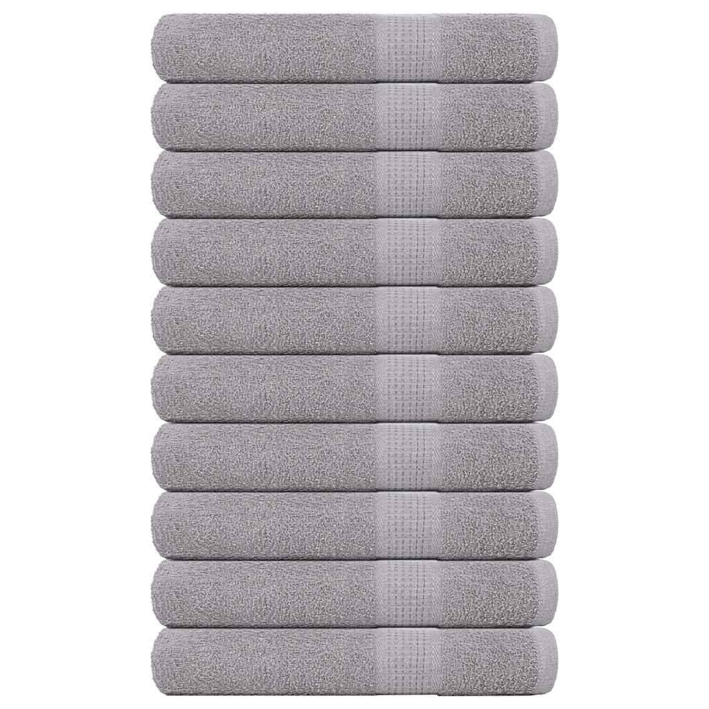 vidaXL Toallas 10 piezas gris 100x200 cm 360 g/m² 100% Algodón