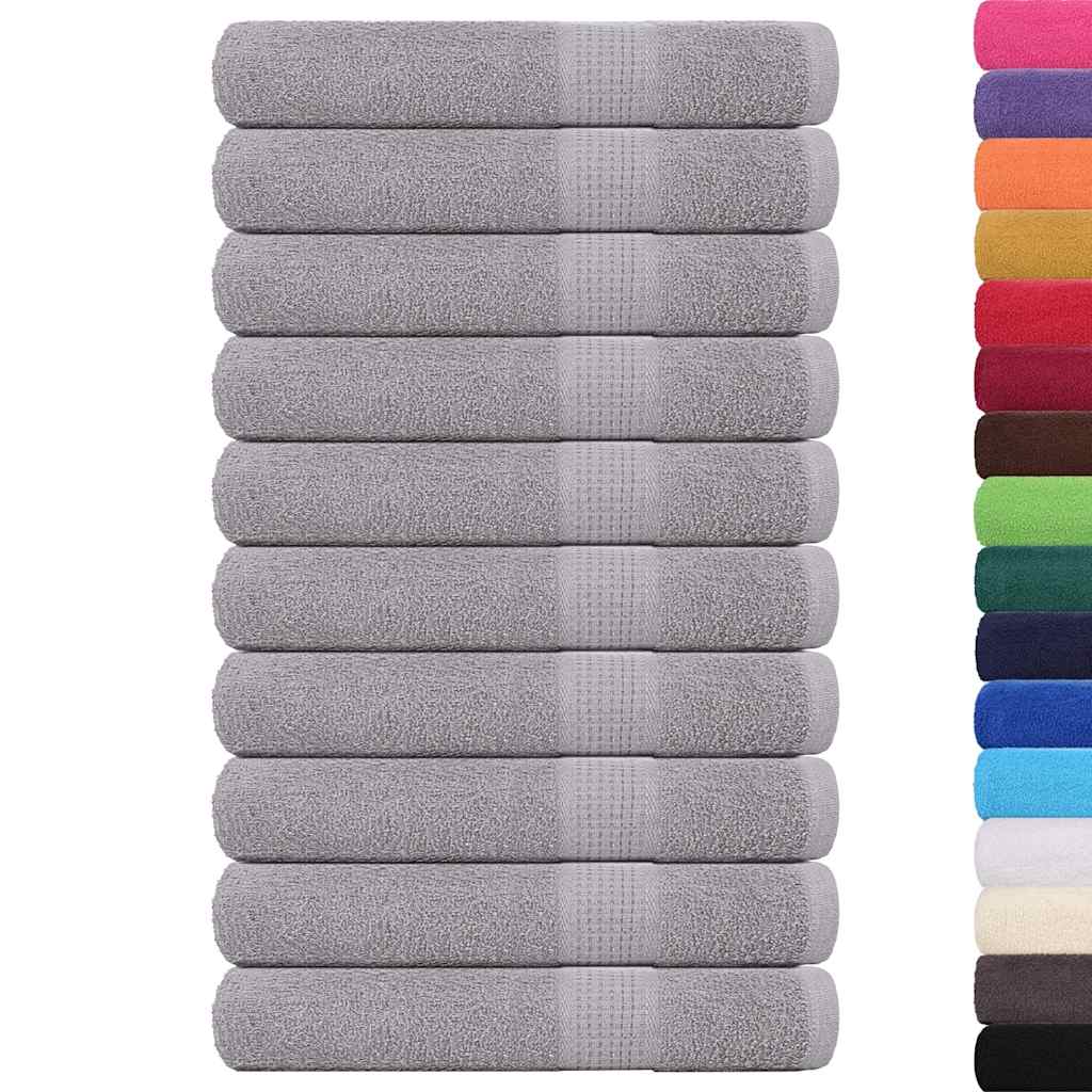 vidaXL Toallas 10 piezas gris 100x200 cm 360 g/m² 100% Algodón