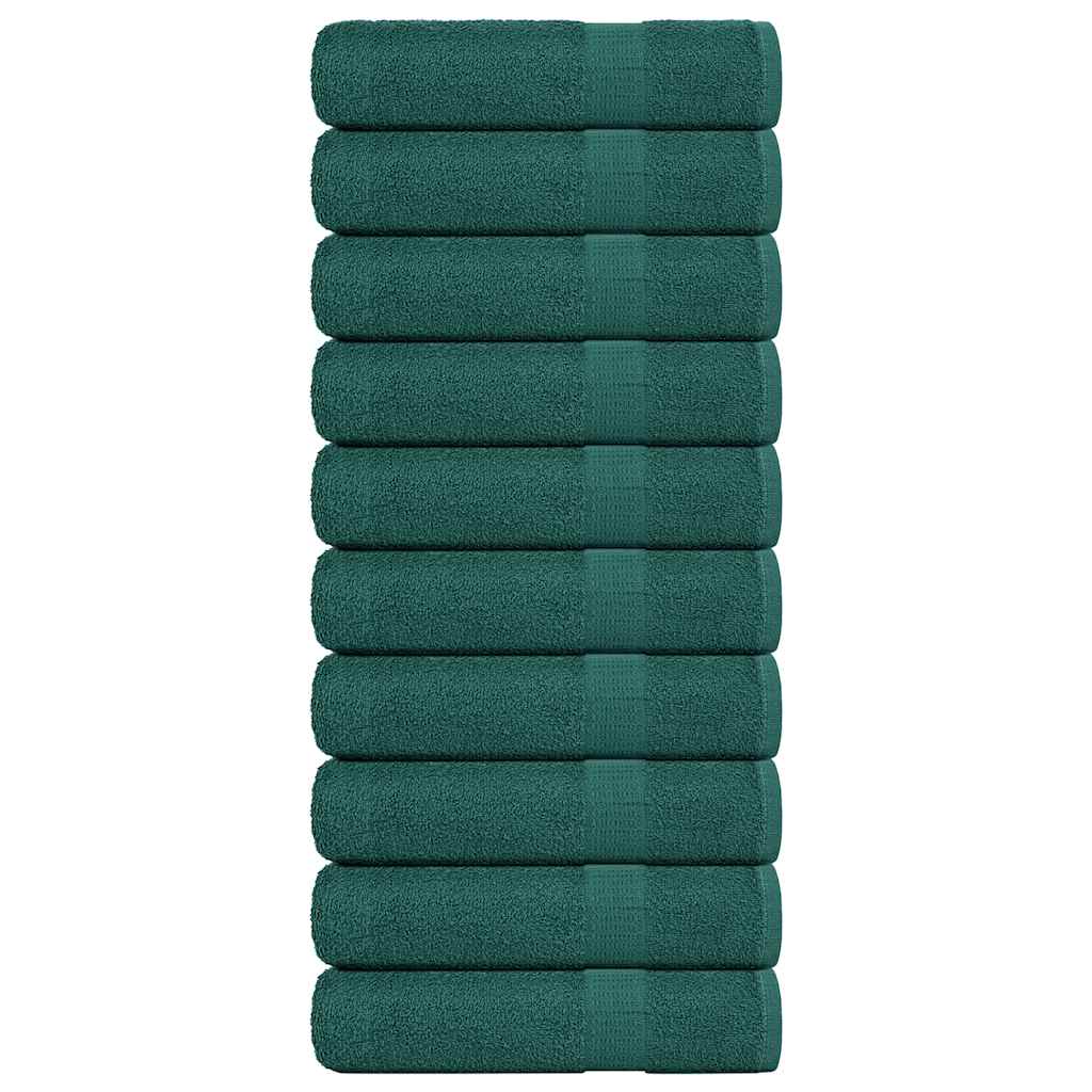 vidaXL Toallas de mano 10 uds 100% algodón verde 50x100 cm 360 gsm