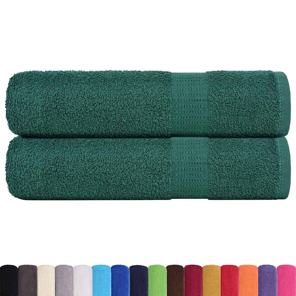 vidaXL Toallas de ducha 2 uds 100% algodón verde 70x140 cm 360 gsm