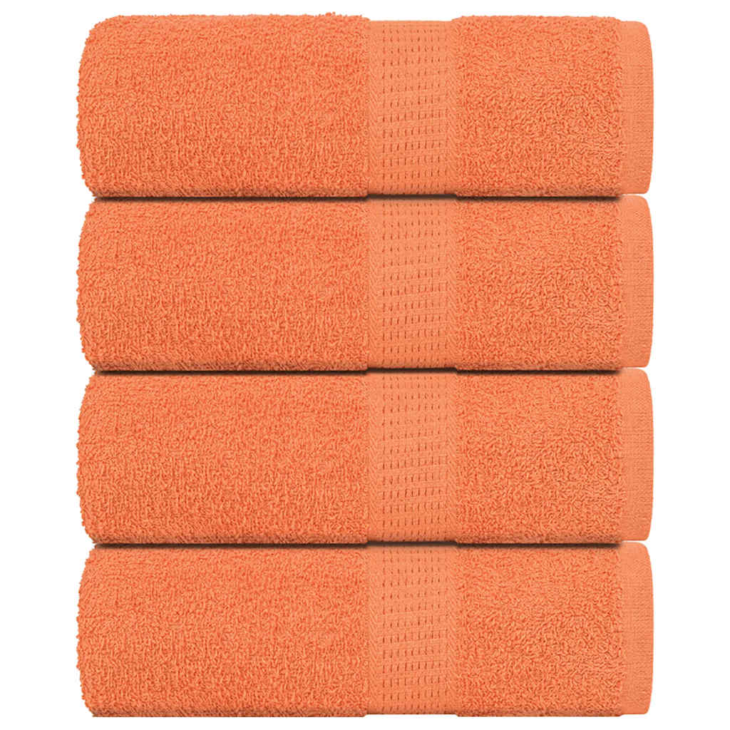 vidaXL Toallas de jabón 4 uds naranja 30x30 cm 360 gsm 100% algodón