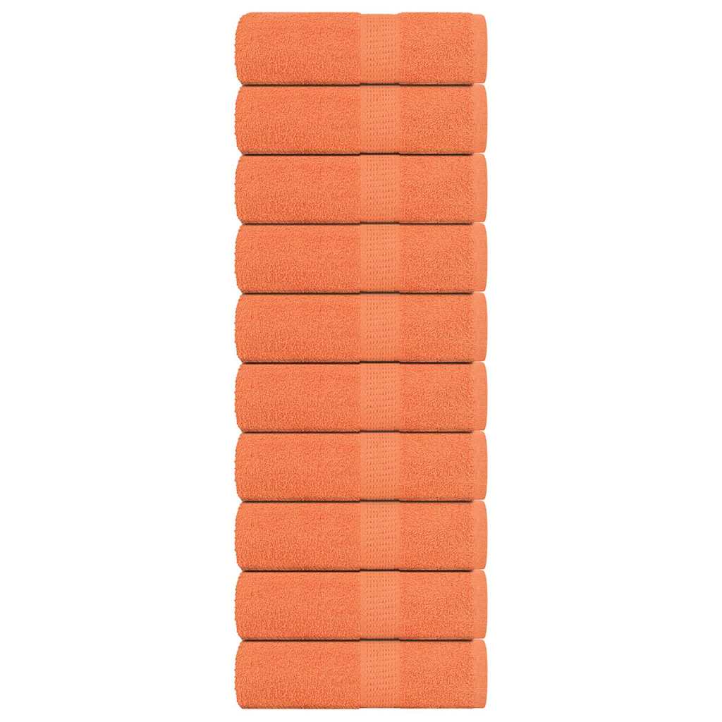 vidaXL Toallas de jabón 10 uds naranja 30x30 cm 360 gsm 100% algodón