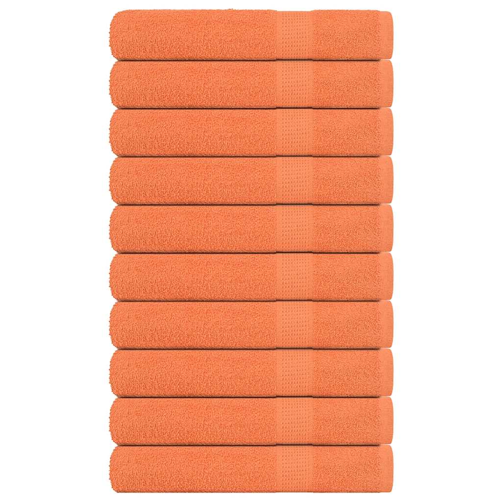 vidaXL Toallas 10 uds 100% algodón naranja 100x200 cm 600 gsm