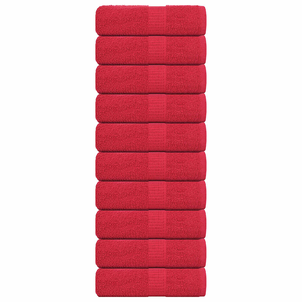 vidaXL Toallas 10 uds 100% algodón rojo 30x30 cm 360 gsm