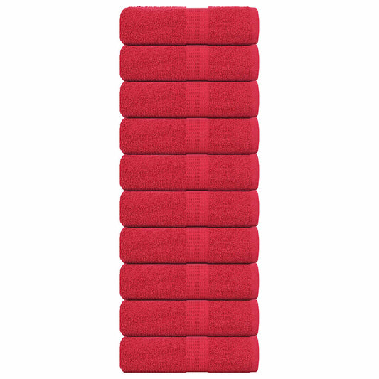 vidaXL Toallas 10 uds 100% algodón rojo 30x30 cm 360 gsm