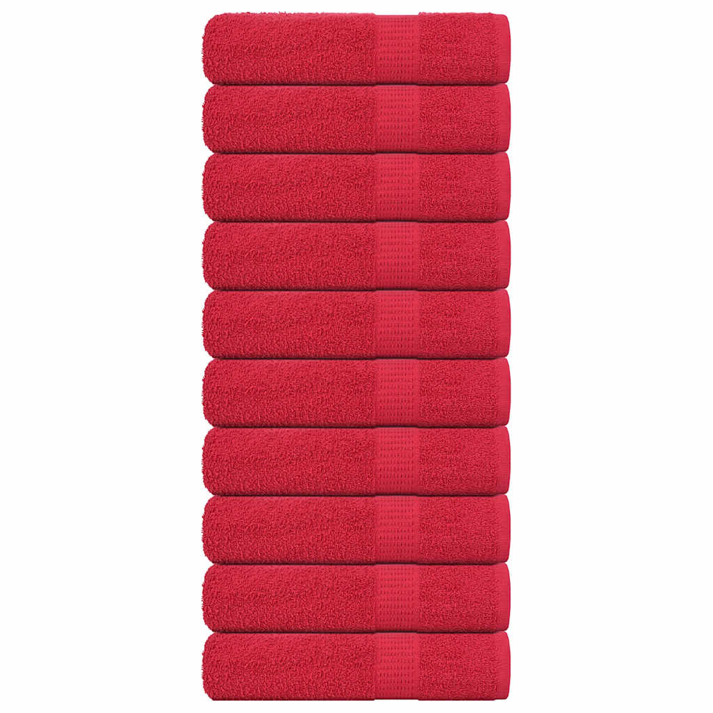 vidaXL Toallas de mano 10 uds rojo 50x100 cm 360 gsm 100% algodón