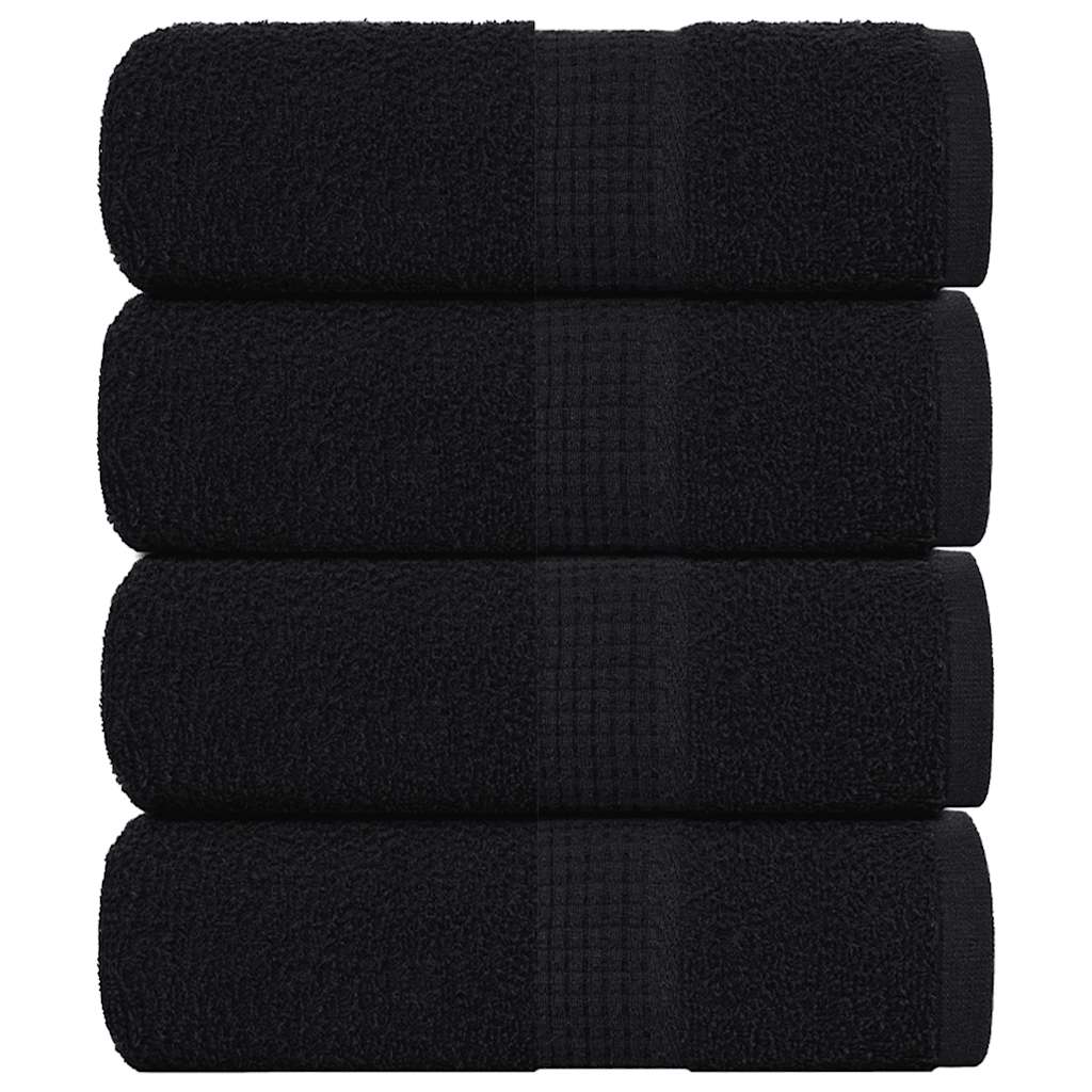 vidaXL Toallas de jabón 4 uds negro 30x30 cm 360 gsm 100% algodón