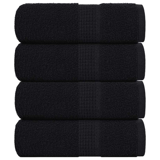 vidaXL Toallas de jabón 4 uds negro 30x30 cm 360 gsm 100% algodón