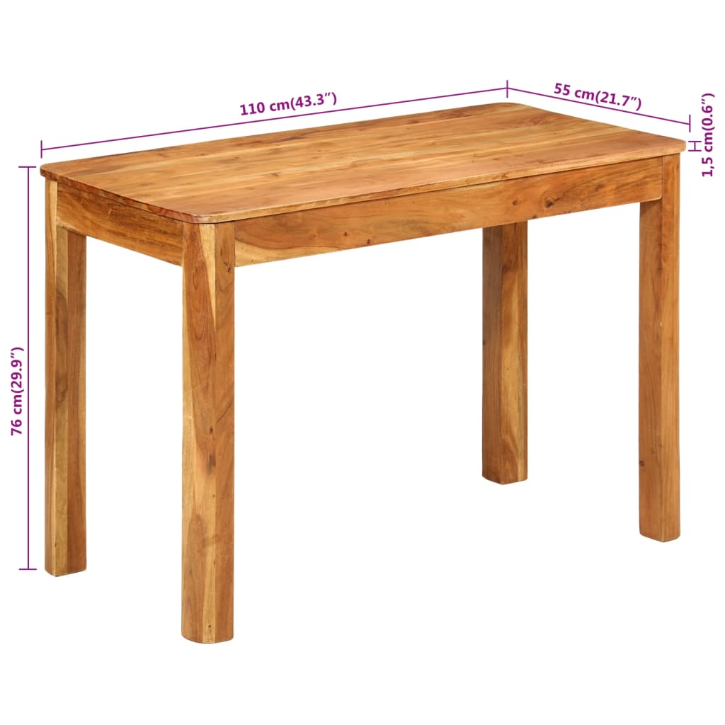 vidaXL Mesa de comedor madera maciza de acacia 110x55x76 cm