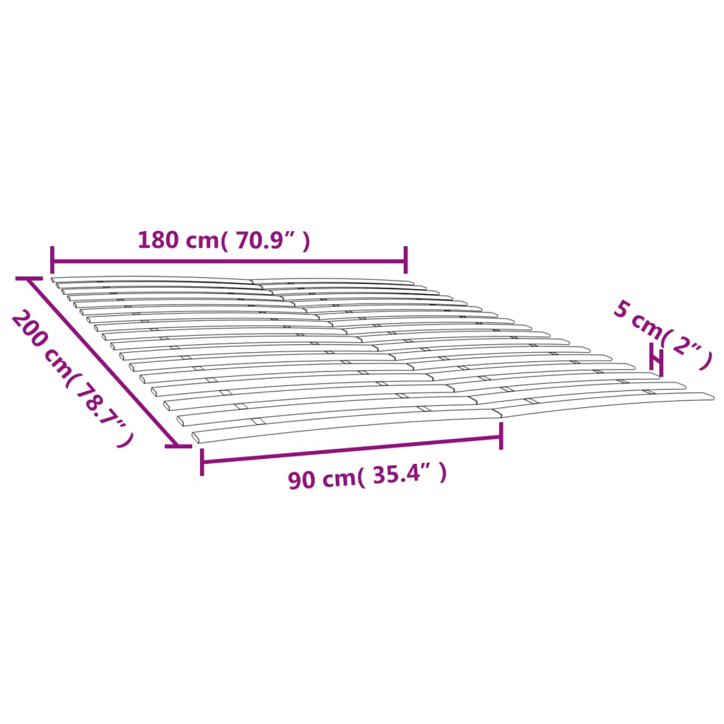 vidaXL Somieres de láminas con 34 lamas 2 unidades 90x200 cm