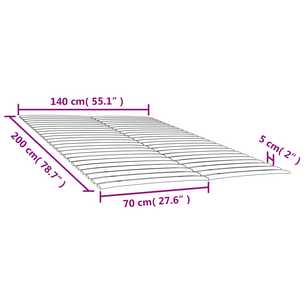 vidaXL Somieres de láminas con 48 lamas 2 unidades 70x200 cm