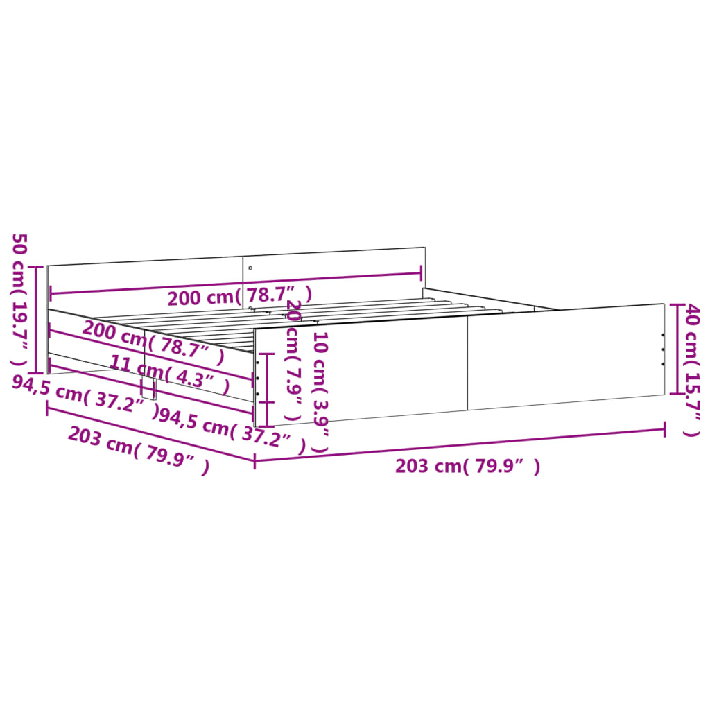 vidaXL Estructura de cama con cabecero piecero blanco 200x200 cm