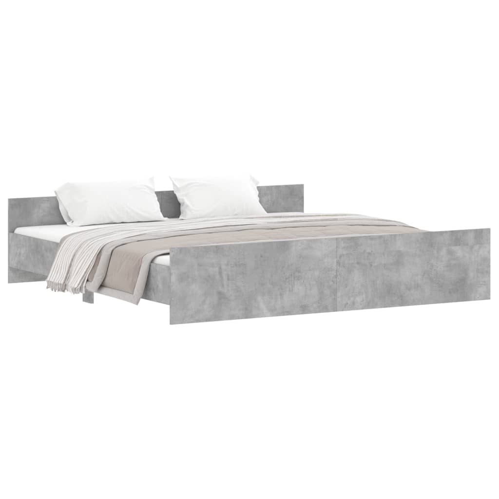 vidaXL Estructura de cama con cabecero piecero gris hormigón 200x200cm