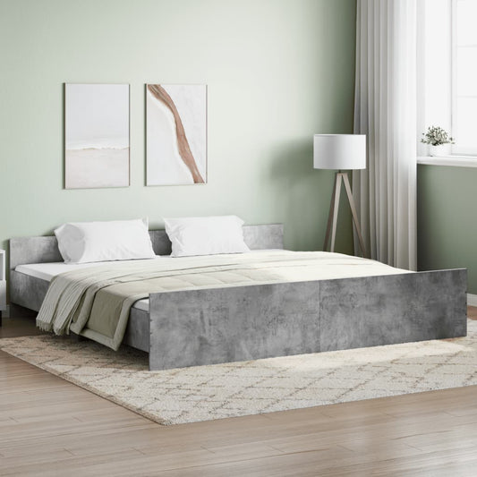 vidaXL Estructura de cama con cabecero piecero gris hormigón 200x200cm