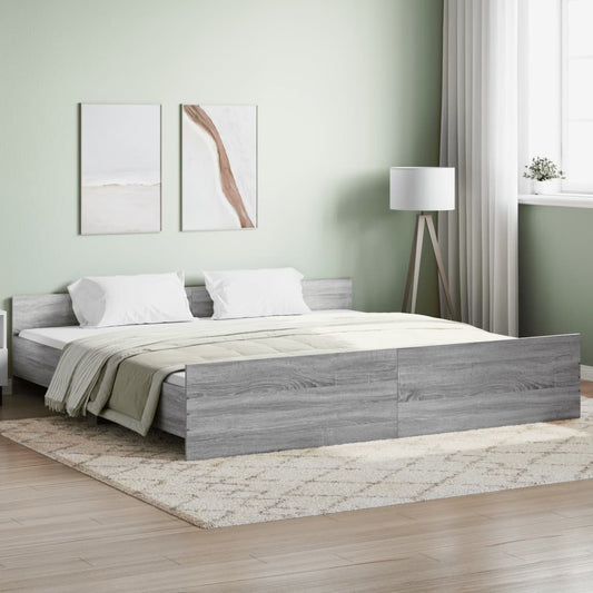 vidaXL Estructura de cama con cabecero piecero gris Sonoma 200x200 cm