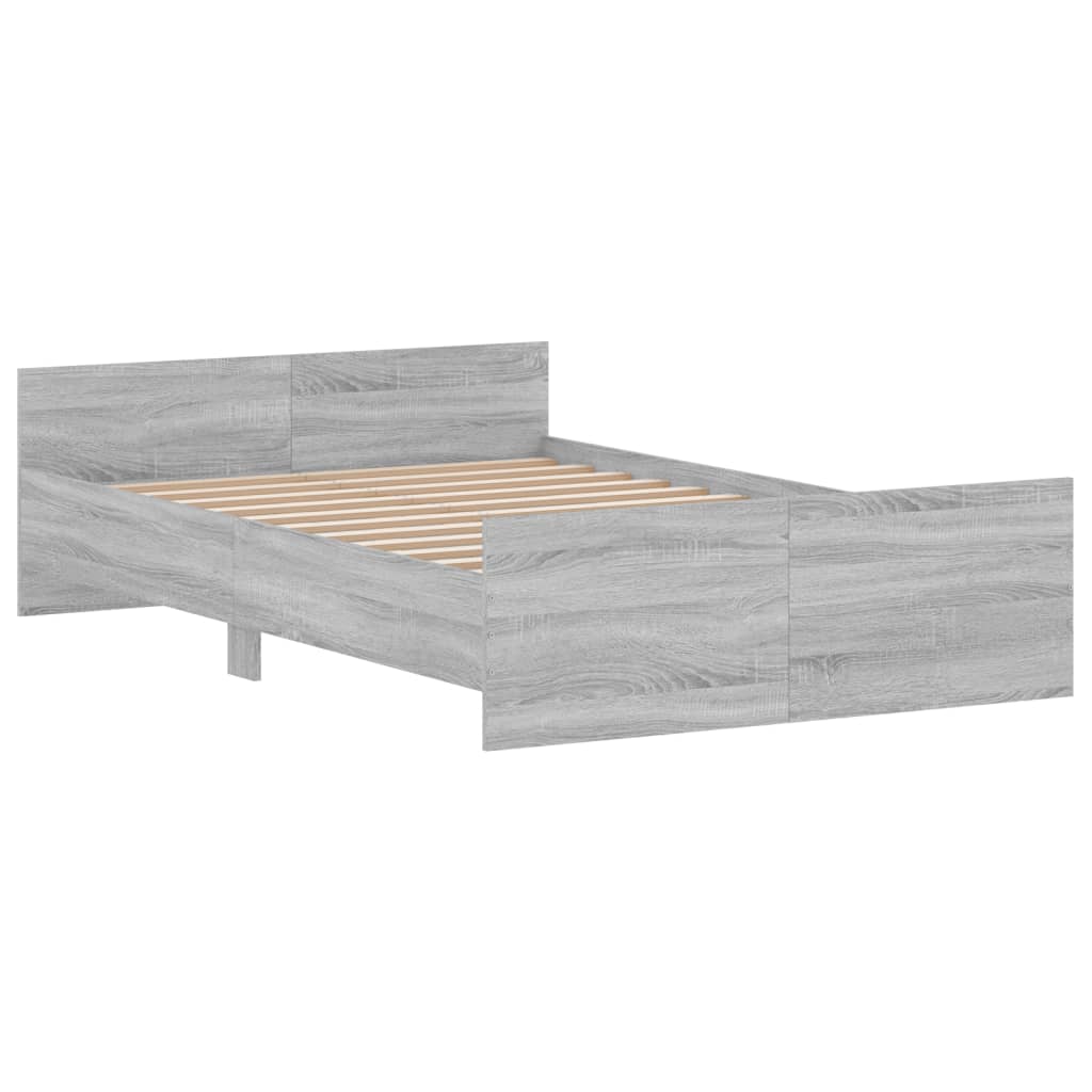 vidaXL Estructura de cama con cabecero piecero gris Sonoma 120x200 cm