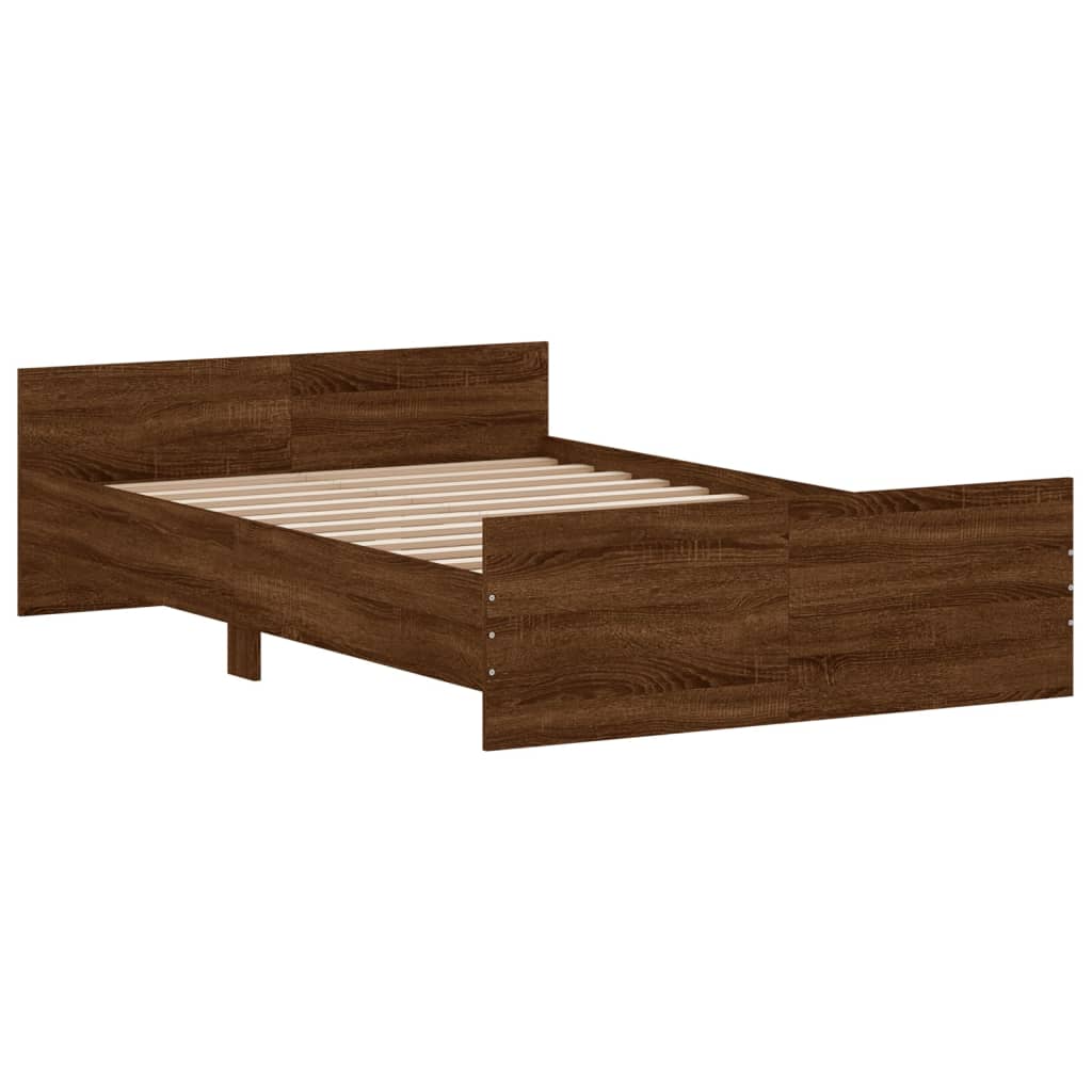 vidaXL Estructura de cama con cabecero piecero roble marrón 120x200 cm