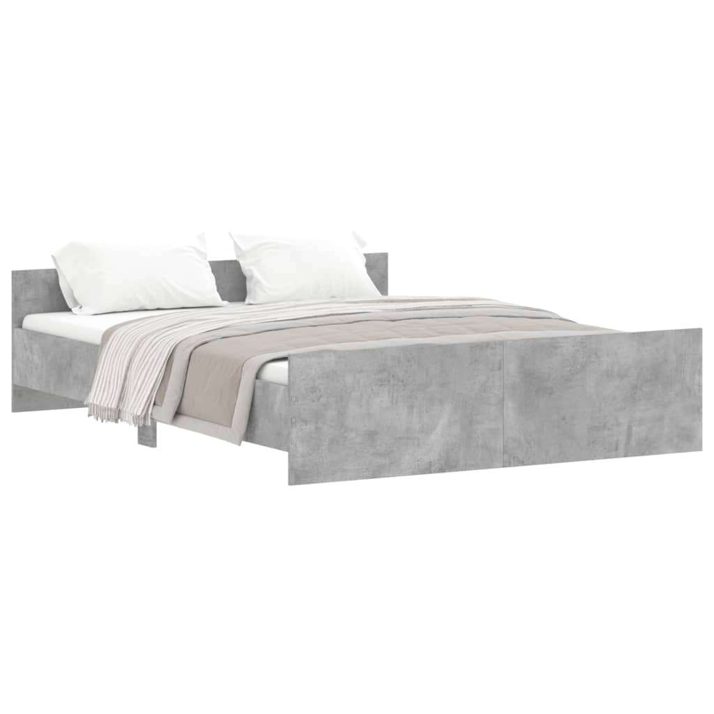 vidaXL Estructura de cama con cabecero piecero gris hormigón 140x200cm