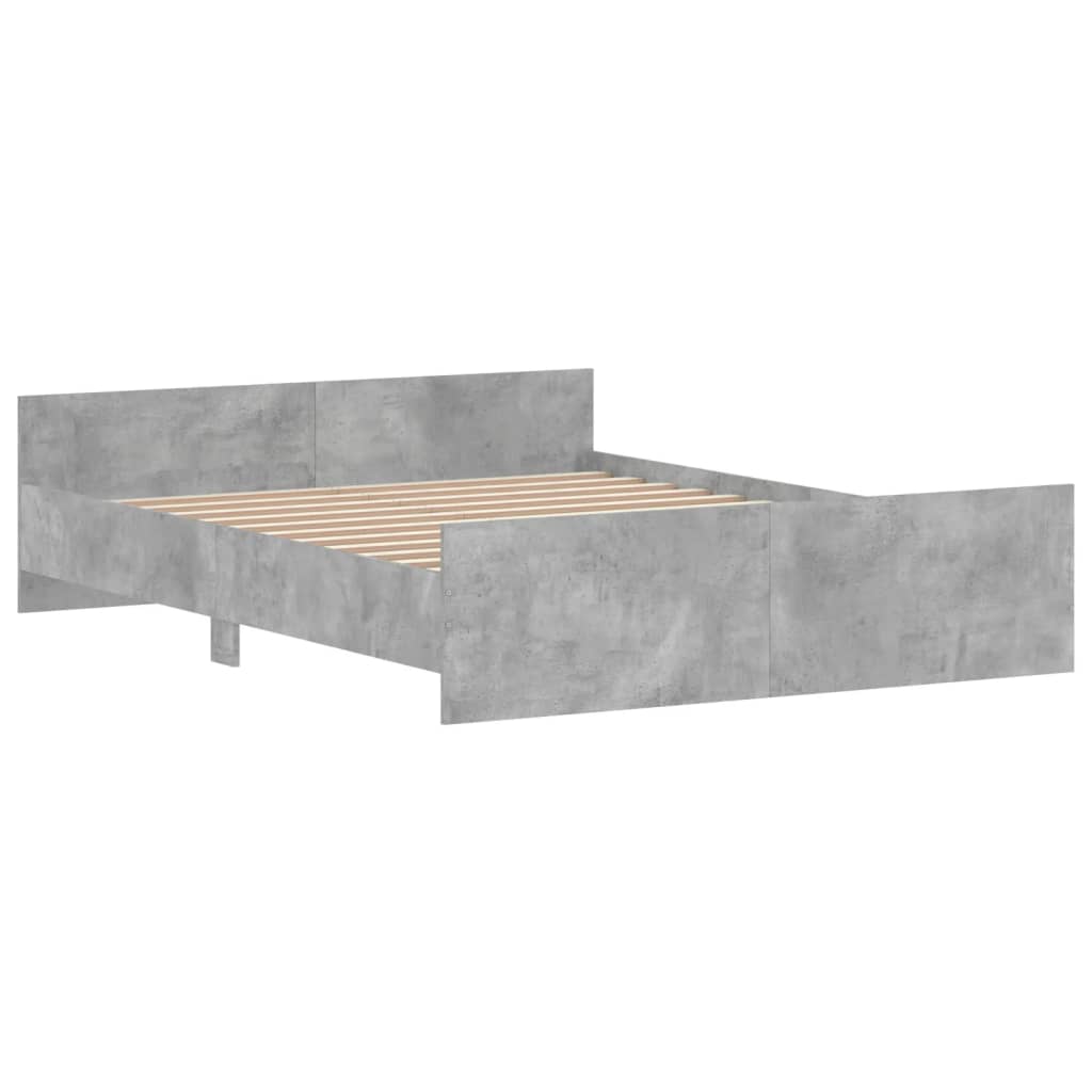 vidaXL Estructura de cama con cabecero piecero gris hormigón 140x200cm