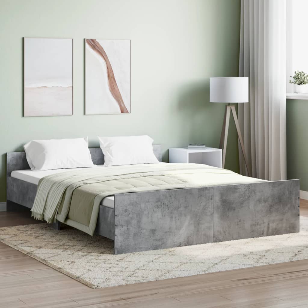 vidaXL Estructura de cama con cabecero piecero gris hormigón 140x200cm