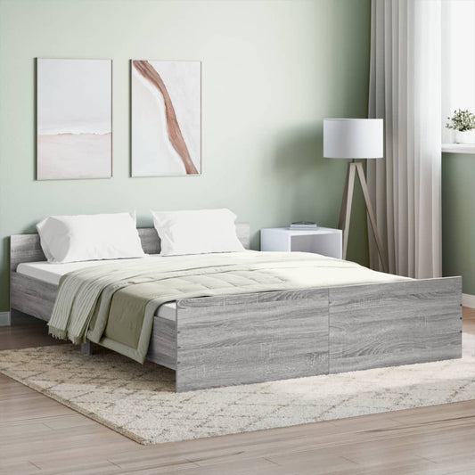 vidaXL Estructura de cama con cabecero piecero gris Sonoma 140x200 cm