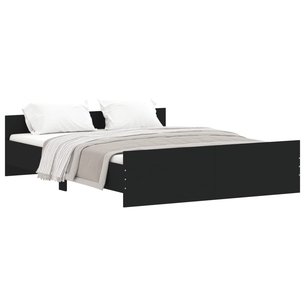 vidaXL Estructura de cama con cabecero piecero negro 150x200 cm