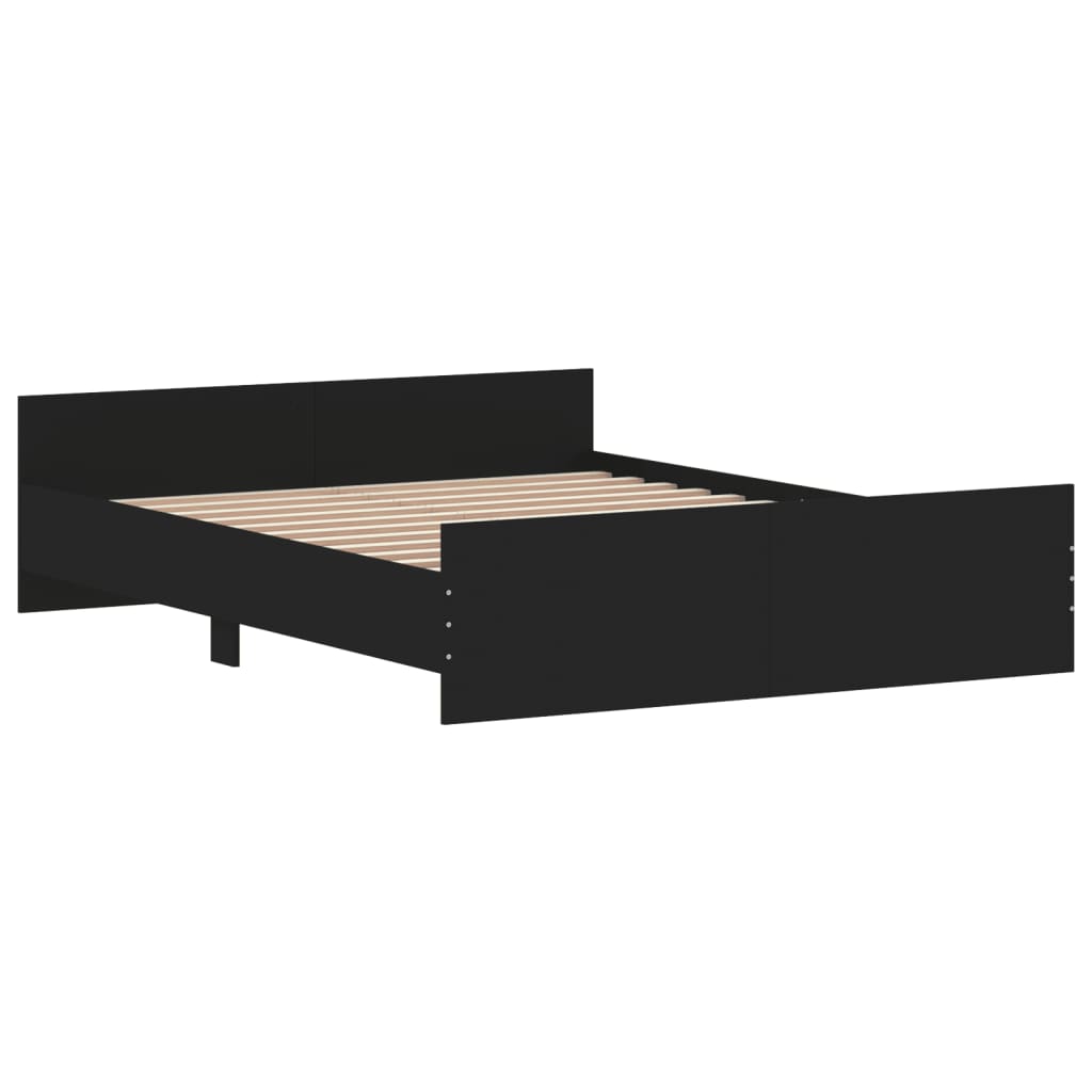 vidaXL Estructura de cama con cabecero piecero negro 150x200 cm