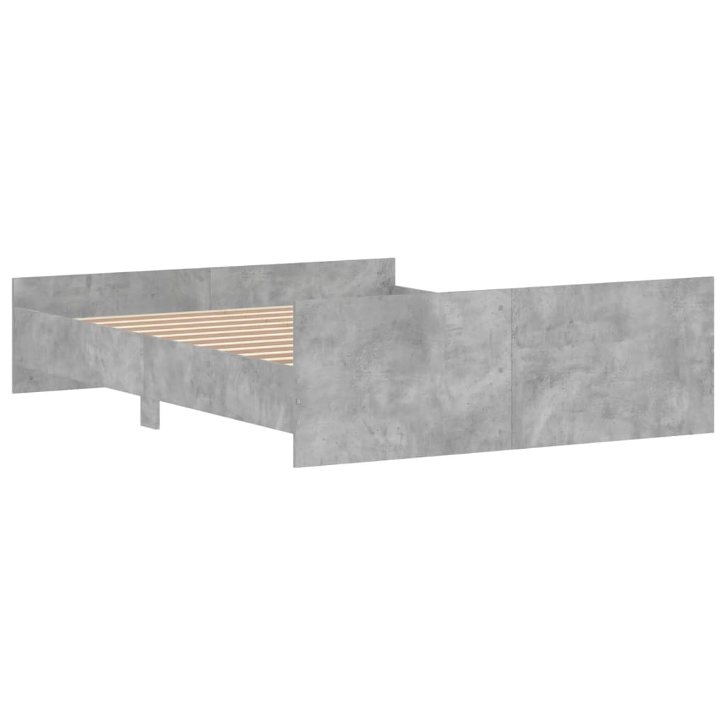 vidaXL Estructura de cama con cabecero piecero gris hormigón 150x200cm