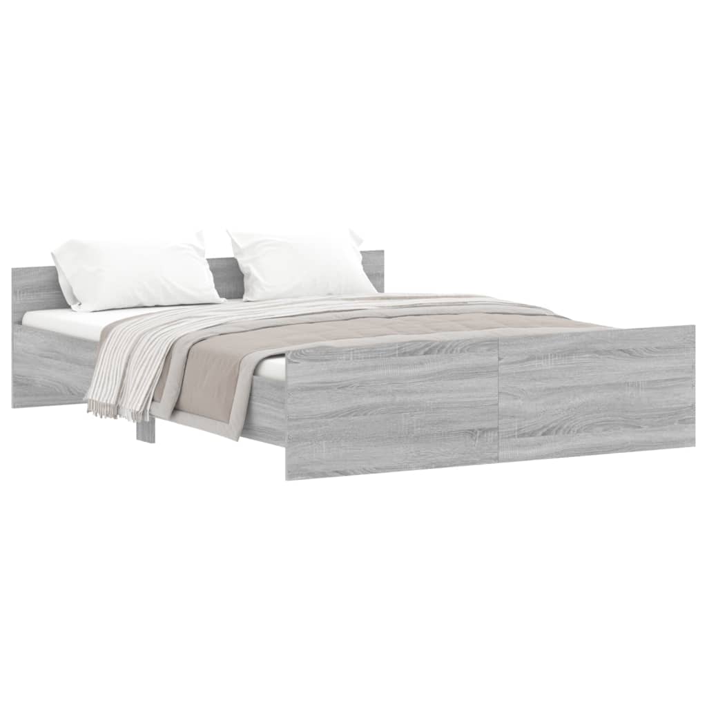 vidaXL Estructura de cama con cabecero piecero gris Sonoma 150x200 cm