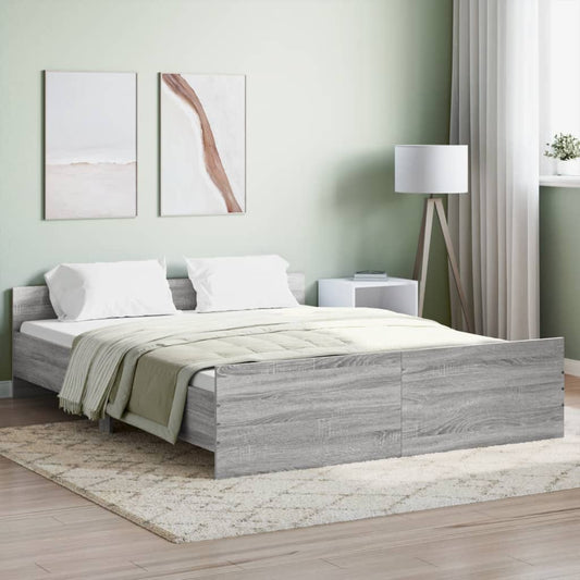 vidaXL Estructura de cama con cabecero piecero gris Sonoma 150x200 cm