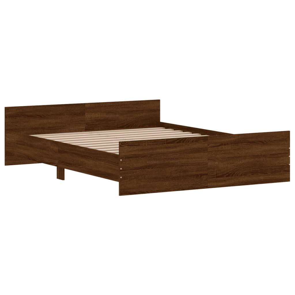 vidaXL Estructura de cama con cabecero piecero roble marrón 160x200 cm