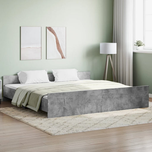 vidaXL Estructura de cama con cabecero piecero gris hormigón 180x200cm