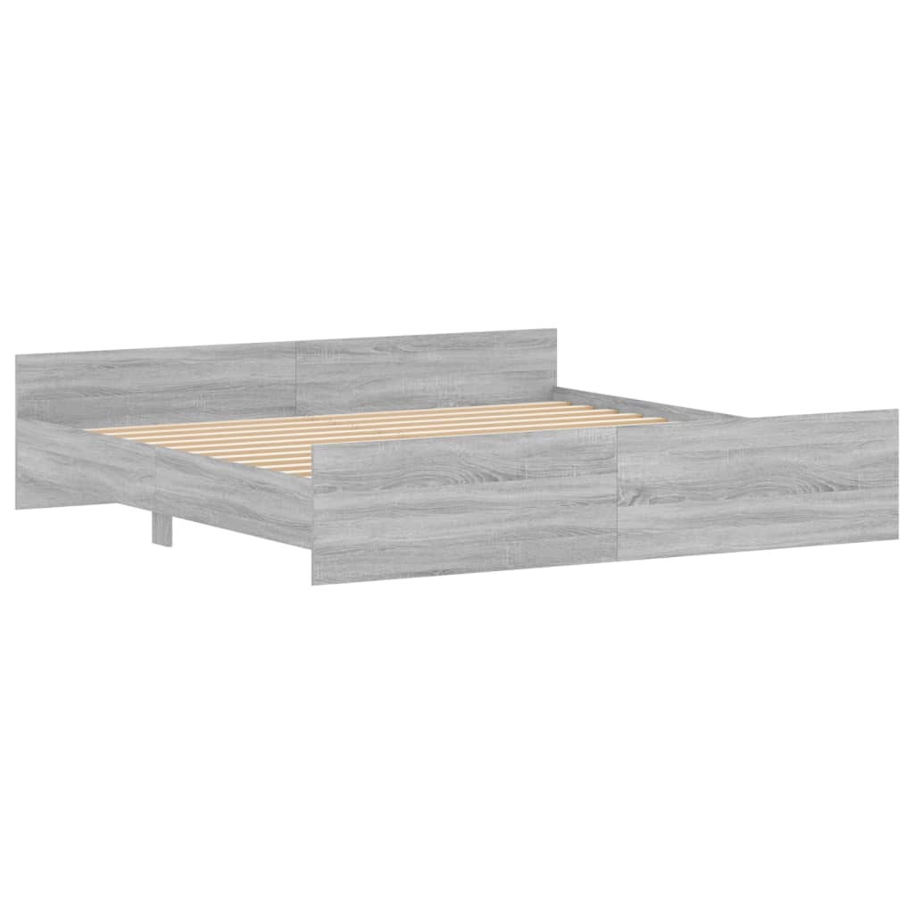 vidaXL Estructura de cama con cabecero piecero gris Sonoma 180x200 cm