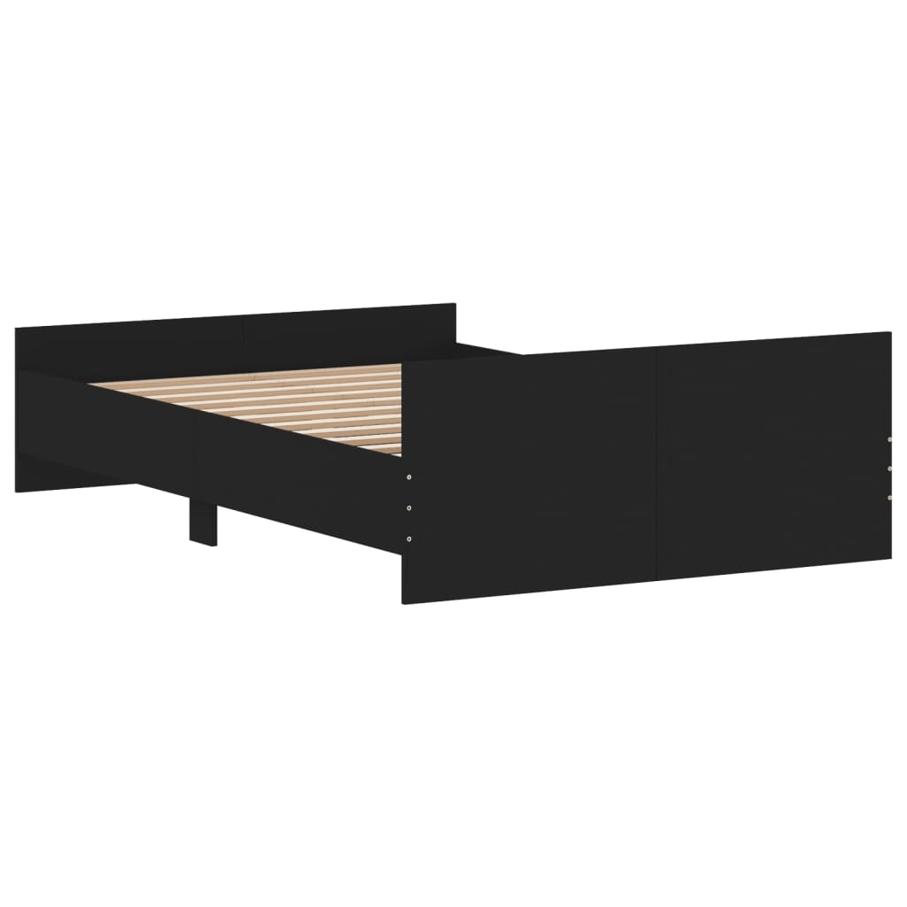 vidaXL Estructura de cama con cabecero piecero negro 120x190 cm