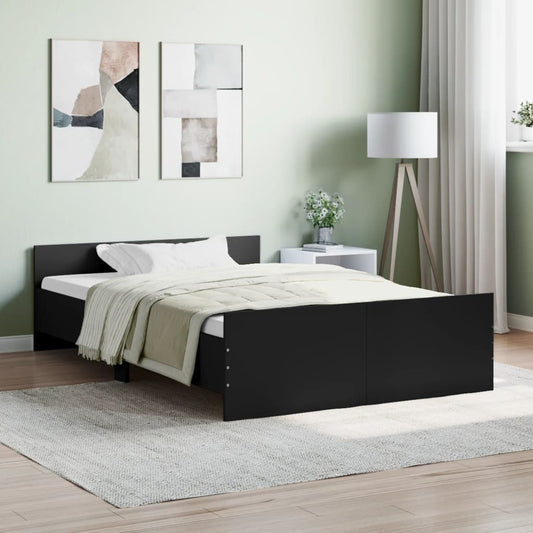 vidaXL Estructura de cama con cabecero piecero negro 120x190 cm