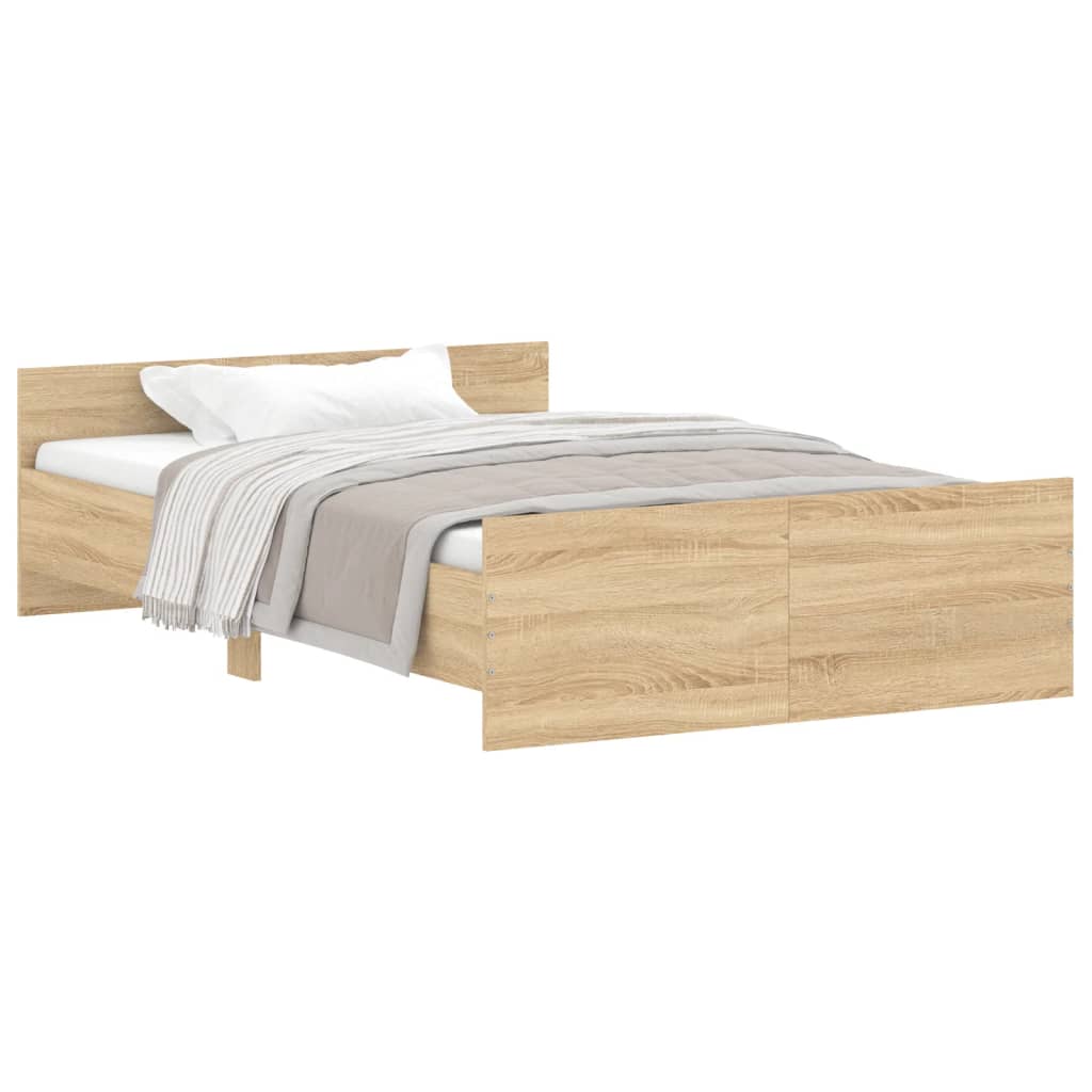 vidaXL Estructura de cama con cabecero piecero roble Sonoma 120x190 cm