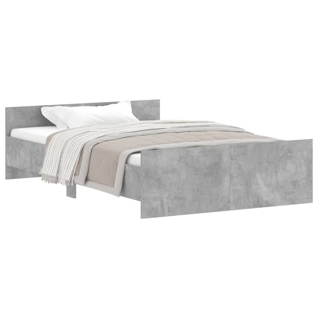 vidaXL Estructura de cama con cabecero piecero gris hormigón 120x190cm