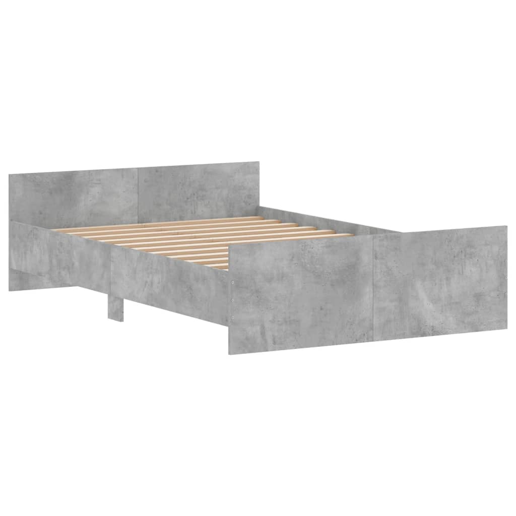 vidaXL Estructura de cama con cabecero piecero gris hormigón 120x190cm