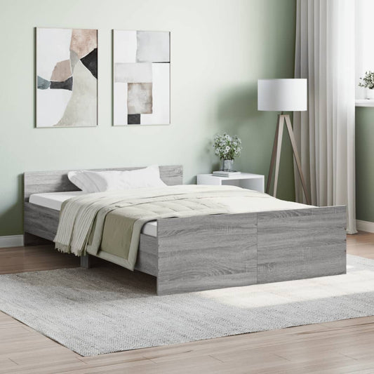 vidaXL Estructura de cama con cabecero piecero gris Sonoma 120x190 cm