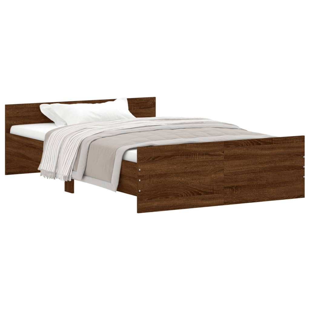 vidaXL Estructura de cama con cabecero piecero roble marrón 120x190 cm