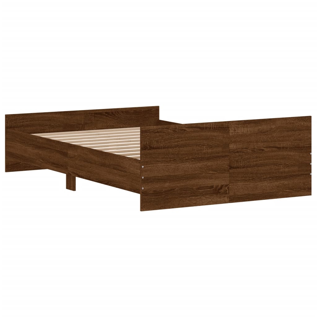 vidaXL Estructura de cama con cabecero piecero roble marrón 120x190 cm