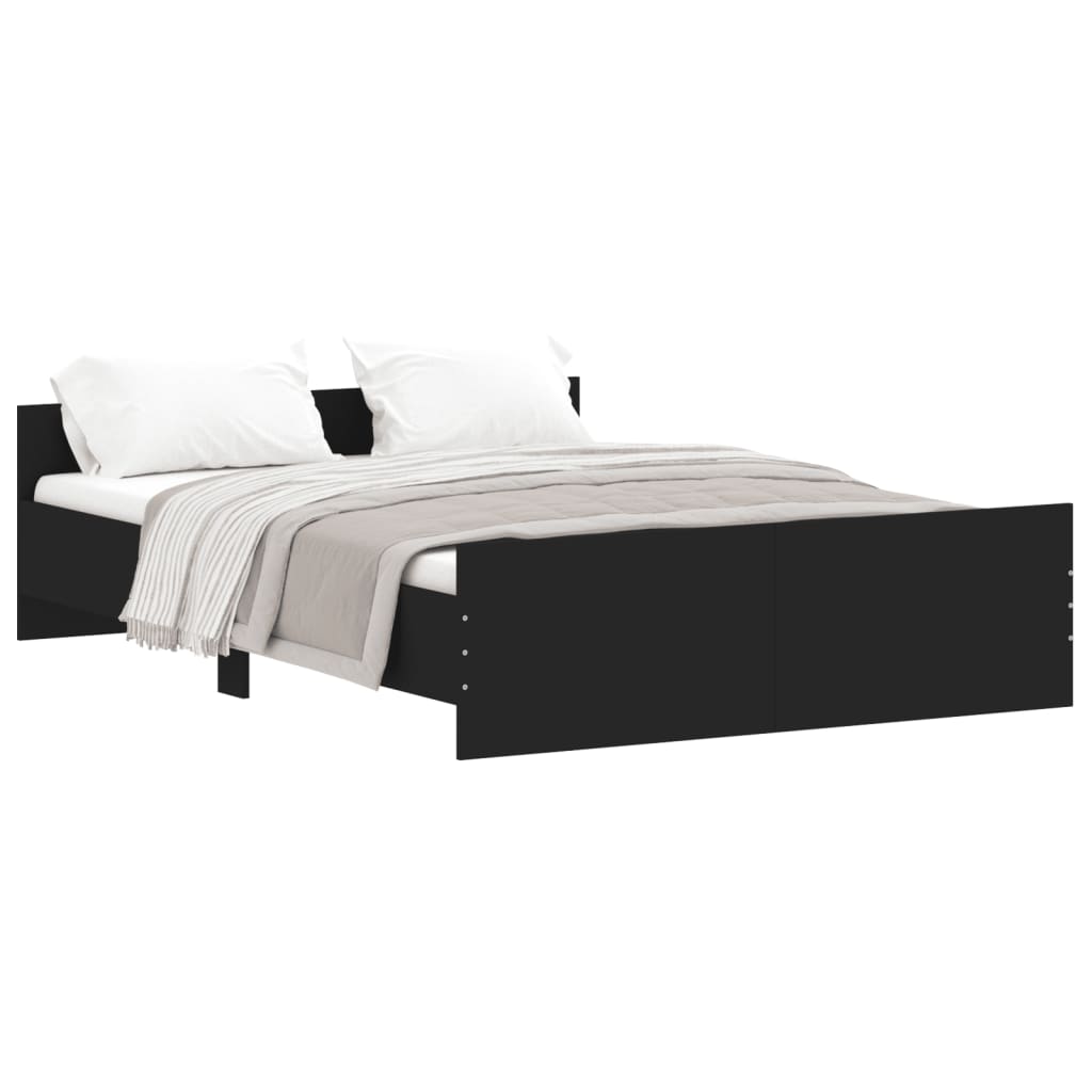 vidaXL Estructura de cama con cabecero y piecero negro 140x190 cm