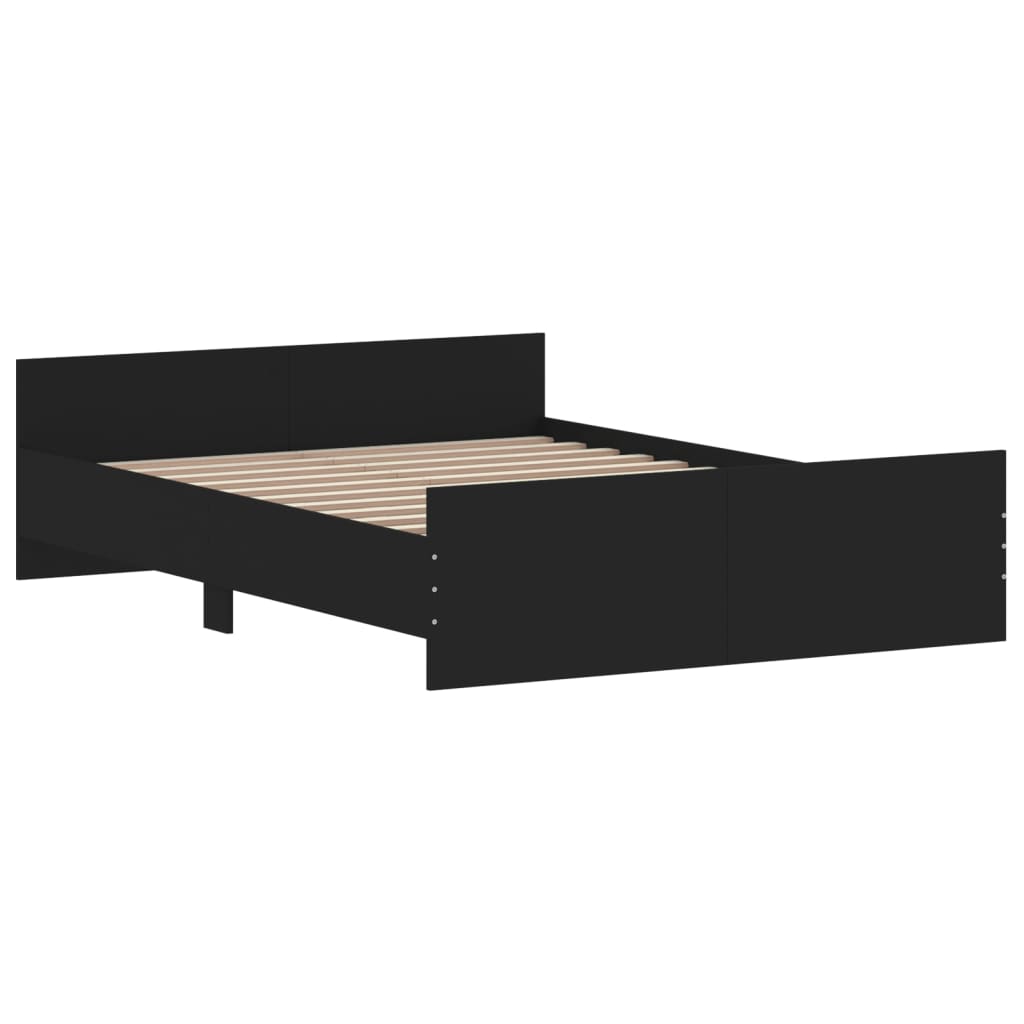 vidaXL Estructura de cama con cabecero y piecero negro 140x190 cm