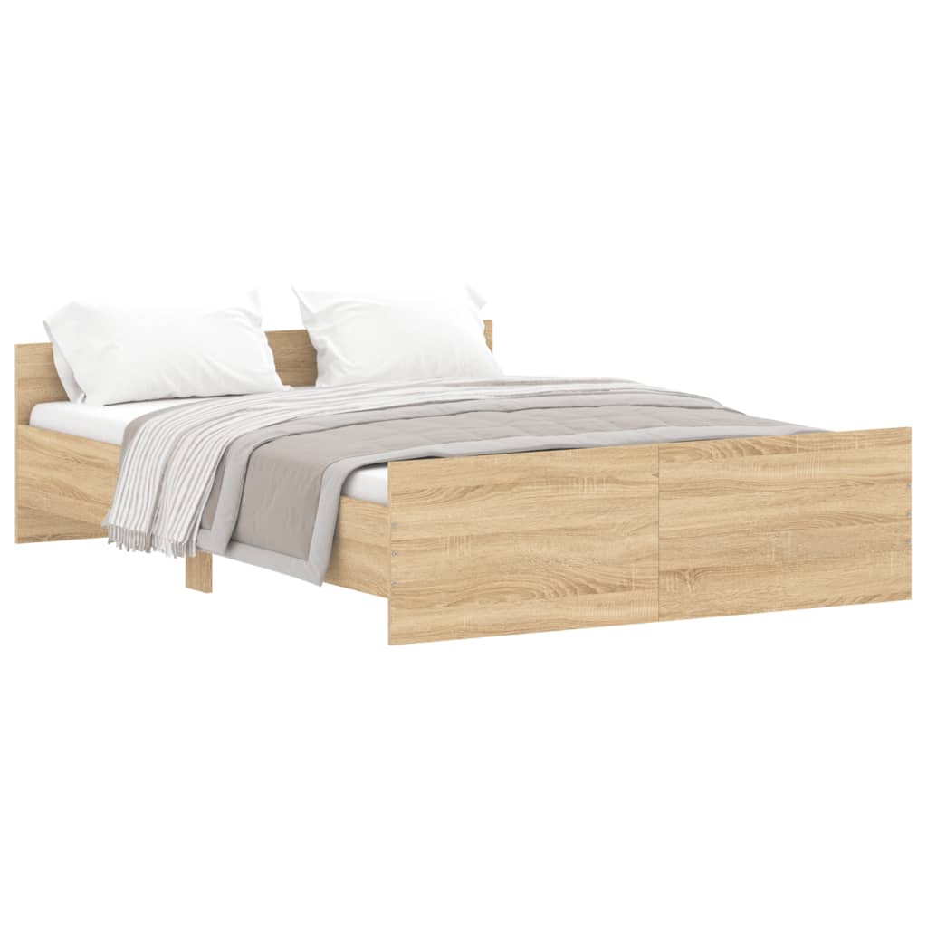 vidaXL Estructura de cama con cabecero piecero roble Sonoma 140x190 cm