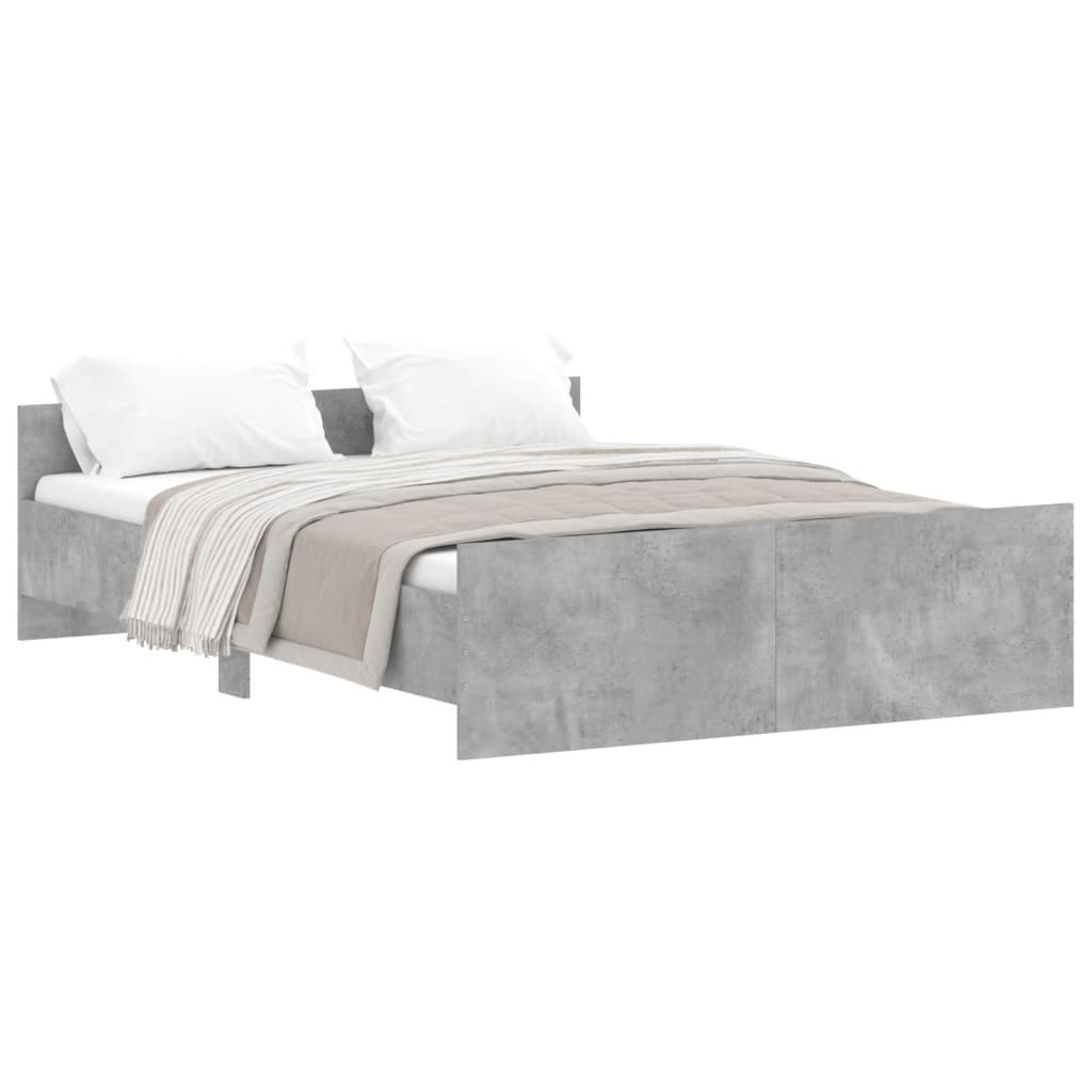 vidaXL Estructura de cama con cabecero piecero gris hormigón 140x190cm