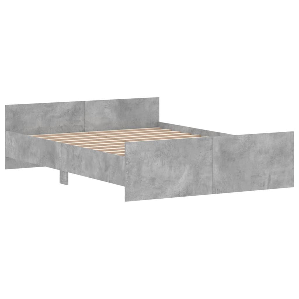 vidaXL Estructura de cama con cabecero piecero gris hormigón 140x190cm