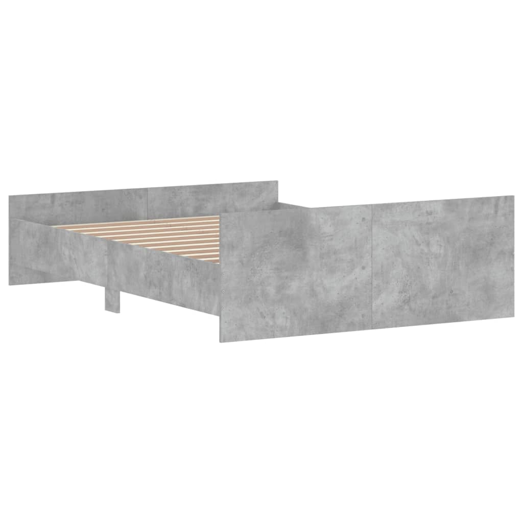 vidaXL Estructura de cama con cabecero piecero gris hormigón 140x190cm